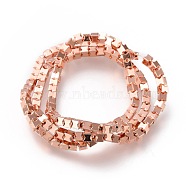 Electroplated Non-magnetic Synthetic Hematite Beads Strands, Long-Lasting Plated, Rose Gold Plated, 3x3mm, Hole: 1mm, about 131~133pcs/strand, 15.75 inch(40cm)(G-M359-04RG)