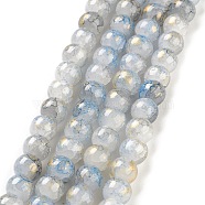 Baking Painted Crackle Glass Bead Strands, with Gold Powder, Round, Steel Blue, 10mm, Hole: 1.4mm, about 80pcs/strand, 30.87 inch(78.4cm)(DGLA-R053-05C)