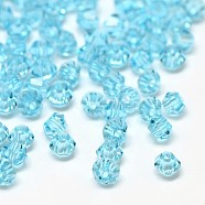 Imitation 5301 Bicone Beads, Transparent Glass Faceted Beads, Pale Turquoise, 6x5mm, Hole: 1.3mm, about 288pcs/bag(GLAA-F026-C02)