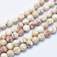 Natural Imperial Jasper Beads Strands, Frosted, Round, Beige, 10mm, Hole: 1mm, about 39pcs/strand, 15.7 inch(G-A175C-10mm-01)