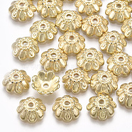 CCB Plastic Bead Caps, Multi-Petal, Flower, Light Gold, 10x3.5mm, Hole: 1.5mm(X-CCB-T006-036KC)