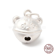 990 Sterling Silver Charms, Tiger Bell, with Jump Rings, Silver, 9x10x7mm, Hole: 3.5mm(STER-G033-02S)