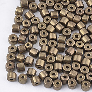 Electroplate Glass Bugle Beads, Metallic Colours, Round Hole, Golden Plated, 7~7.5x6~6.5mm, Hole: 2.5mm, about 800pcs/bag(SEED-S024-04B-01)