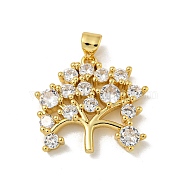 Brass Micro Pave Cubic Zirconia Pendants, Tree Charms, Real 18K Gold Plated, 20.5x22x4mm, Hole: 5x4.5mm(KK-N254-125G)