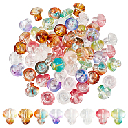 Elite 80Pcs 8 Colors Transparent Glass Beads, Mushroom, Mixed Color, 13.5x13.5mm, Hole: 1.6mm, 10pcs/color(GLAA-PH0002-32)