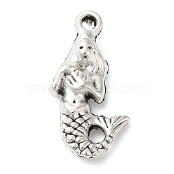 Tibetan Style Alloy Mermaid Pendants, Cadmium Free & Lead Free, Antique Silver, 22.3x12x4mm, Hole: 2mm, about 294pcs/500g(TIBEP-Q043-223-RS)