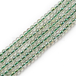 Electroplate Glass Beads Strands, Full Rainbow Plated, Round, Light Yellow, 2.3mm, Hole: 0.3mm, about 180~183pcs/strand, 14.09~14.33''(35.8~36.4cm)(EGLA-K014-A-FR06)