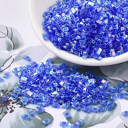 MIYUKI Half TILA Beads, Japanese Seed Beads, 2 Hole, (HTL261) Transparent Sapphire AB, 5x2.3x1.9mm, Hole: 0.8mm, about 250pcs/10g(X-SEED-J020-HTL0261)