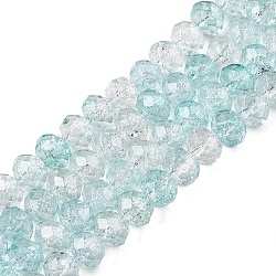 Transparent Glass Beads Strands, Faceted(32 Facets), Rondelle<P>Please Note: Because these beads are made in different batches, the color could be slightly different from one batch of beads to the next, Pale Turquoise, 4x3.5mm, Hole: 0.8mm, about 115~120pcs/strand, 16.54~17.4''(42~43.5cm)(X-GLAA-T023-4mm-A01)