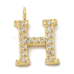 Ion Plating(IP) 304 Stainless Steel Micro Pave Cubic Zirconia Pendants, Golden, Letter A~Z Charms, Letter H, 12.5x9.5x2mm, Hole: 2mm(STAS-Z107-03G-08)