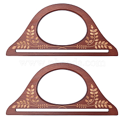 Oakwood Bag Handles, with Carve Patterns, Triangle, Bag Replacement Accessories, Coconut Brown, 11.7x24.8x0.9cm, Hole: 0.6x20.2cm(FIND-WH0069-87B)