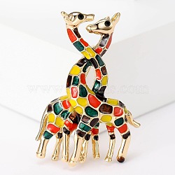 Giraffe Enamel Pins, Light Golden Alloy Brooches for Backpack Clothes, Colorful, 47x33mm(JEWB-Q004-01KCG-01)