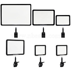 3 Styles Adjustable PVC Plastic Clip Sign Holder, Card Display Clip, Price Tags Holder, with Plastic Frame and Plastic Card, Rectangle, Black, 227~330x147~302x70mm, 6 sets/bag(AJEW-FG0003-58)