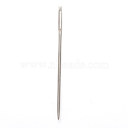 Iron Sewing Needles, Large Eye Needles, for Sewing, Embroidery Crafts, Platinum, 6x0.15cm, Hole: 9.5x0.5mm, about 25pcs/bag(AJEW-L037-12B-P)