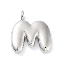 Rack Plating Brass Balloon Letter Pendants, Cadmium Free & Lead Free, Long-Lasting Plated, Platinum, Letter M, 18x16.5x4.5mm, hole: 2.5mm(X-KK-C050-01P-M)