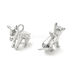Brass Charms, Cattle Charm, Real Platinum Plated, 11x14x5mm, Hole: 1.6mm(KK-G447-13P)