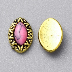 Zinc Alloy Cabochons, with Plastic Beads, Nail Art Decoration Accessories for Women,  Antique Golden, Horse Eye, 9x5.5x2mm(MRMJ-WH0320-05G-02)