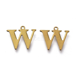 Vacuum Plating  304 Stainless Steel Charms, Laser Cut, Alphabet, Antique Bronze, Letter.W, 12x14x0.8mm, Hole: 1mm(STAS-H112-W-AB)
