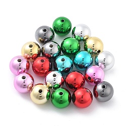 Christmas Theme UV Plating Acrylic Beads, Round, Mixed Color, 14mm, Hole: 2mm(PACR-B003-01B)