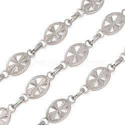 304 Stainless Steel Oval with Cross Link Chains, Unwelded, with Spool, Stainless Steel Color, 8x4mm(SA-CBAE0F2-0P)