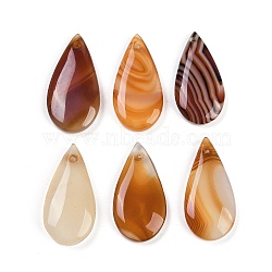 Natural Agate(Dyed & Heated) Pendants, Teardrop Charms, Peru, 28.5~30x14.5~16x4.5~6mm, Hole: 1.4~1.6mm(G-H082-02)