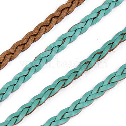 Braided PU Leather Cords, for Bracelet Necklace Jewelry Making, Medium Turquoise, 5x2mm, about 54.68 yards(50m)/bundle(LC-S018-10K)