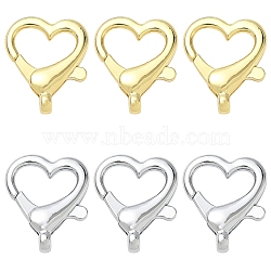 10Pcs 2 Colors Alloy Lobster Claw Clasps, Heart, Cadmium Free & Lead Free, Mixed Color, 26x21.5x5.5mm, Hole: 2.5mm, 5pcs/color(FIND-YW0009-35)