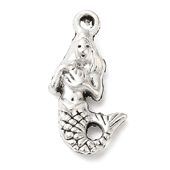 Tibetan Style Alloy Mermaid Pendants, Cadmium Free & Lead Free, Antique Silver, 22.3x12x4mm, Hole: 2mm, about 294pcs/500g