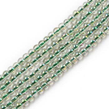 Electroplate Glass Beads Strands, Full Rainbow Plated, Round, Light Yellow, 2.3mm, Hole: 0.3mm, about 180~183pcs/strand, 14.09~14.33''(35.8~36.4cm)