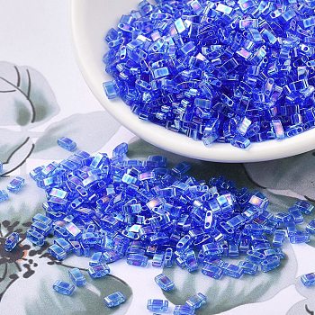 MIYUKI Half TILA Beads, Japanese Seed Beads, 2 Hole, (HTL261) Transparent Sapphire AB, 5x2.3x1.9mm, Hole: 0.8mm, about 250pcs/10g