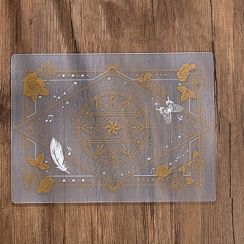 Plastic Cutting Mat, Cutting Board, for Craft Art, Rectangle with Flower Pattern, Clear, 22x30cm
