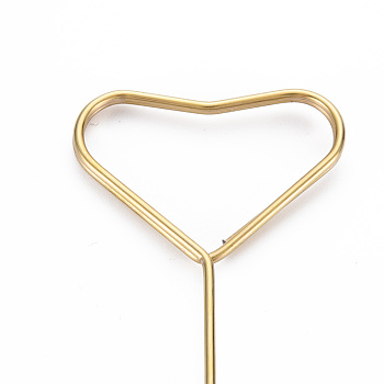 Heart Shaped Steel Wire Name Card Clip Holder, Table Memo Holder, for Weddings Birthday Party Decorations, Golden, 335x36.5x3mm