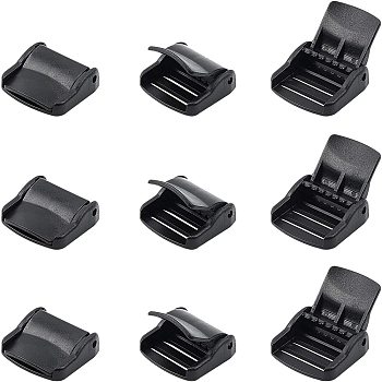 Plastic Cam Lock Lever Buckles, Adjustable Buckles, for Webbing Straps, Black, 29x32x12mm, 40pcs