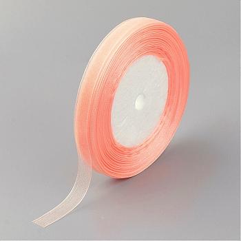 Sheer Organza Ribbon, Wide Ribbon for Wedding Decorative, Light Salmon, 3/4 inch(20mm), 25yards(22.86m)