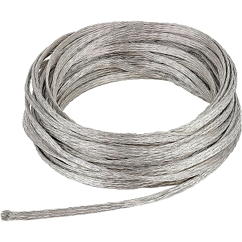 Braided Tinned Wire, Flat, Platinum, 3~4x0.8mm, about 26.25 Feet(8m)/pc