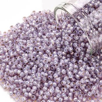 TOHO Round Seed Beads, Japanese Seed Beads, (2121) Silver Lined Light Lavender Opal, 11/0, 2.2mm, Hole: 0.8mm, about 1110pcs/bottle, 10g/bottle