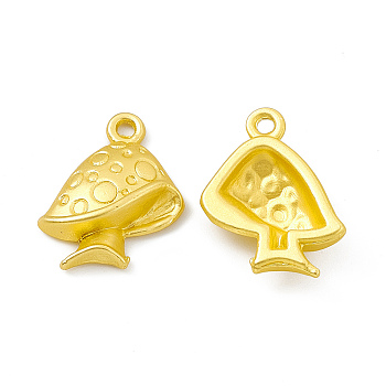 Rack Plating Alloy Pendants, Cadmium Free & Lead Free & Nickle Free, Mushroom Charms, Matte Gold Color, 18.5x15x4mm, Hole: 1.6mm