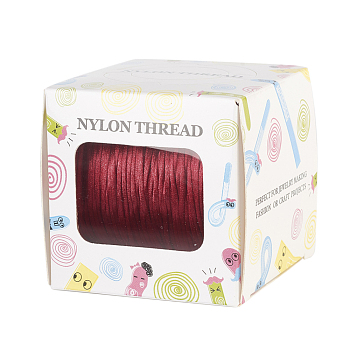 Nylon Thread, Rattail Satin Cord, Dark Red, 1.0mm, about 76.55 yards(70m)/roll