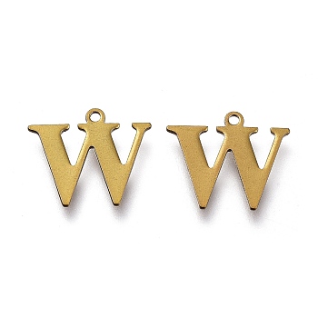 Vacuum Plating  304 Stainless Steel Charms, Laser Cut, Alphabet, Antique Bronze, Letter.W, 12x14x0.8mm, Hole: 1mm