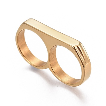 304 Stainless Steel Finger Rings, Double Rings, Golden, US Size 12 1/4(21.5mm)