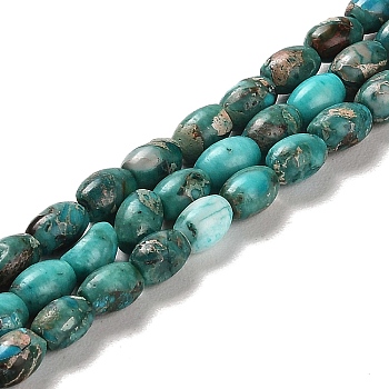 Synthetic Regalite/Imperial Jasper/Sea Sediment Jasper Beads Strands, Dyed, Rice, Light Sea Green, 6x4~4.5mm, Hole: 0.9mm, about 67pcs/strand, 15.94 inch(40.5cm)