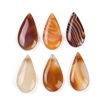 Natural Agate(Dyed & Heated) Pendants, Teardrop Charms, Peru, 28.5~30x14.5~16x4.5~6mm, Hole: 1.4~1.6mm