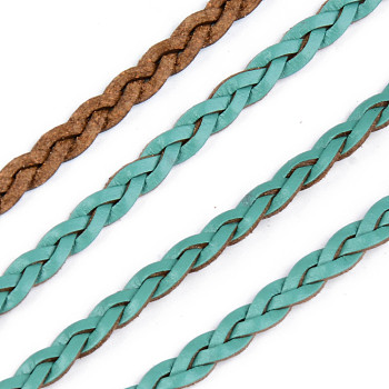 Braided PU Leather Cords, for Bracelet Necklace Jewelry Making, Medium Turquoise, 5x2mm, about 54.68 yards(50m)/bundle