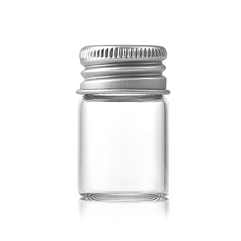 Glass Bottles Bead Containers, Screw Top Bead Storage Tubes with Silver Color Plated Aluminum Cap, Column, Clear, 2.2x3.5cm, Capacity: 6ml(0.20fl. oz)