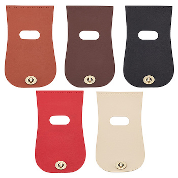 Elite 5Pcs 5 Colors Imitation Leather Bag Cover, with Alloy Twist Lock Clasps, Bag Replacement Accessories, Mixed Color, 23.1x13.5x0.15~22cm, Hole: 1mm & 55x25mm, 1pc/color