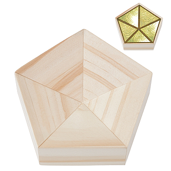 Wood 3D Glass Soldering Jig, DIY Glass Making Tools, Pentagon, Blanched Almond, 7.65x8x2.9cm