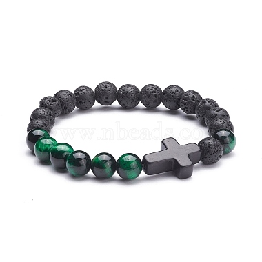 Cross Beads Stretch Bracelets Set for Women(BJEW-JB07150)-4