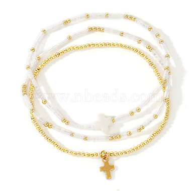 White Cross Glass Bracelets