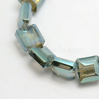 13mm DarkSeaGreen Square Electroplate Glass Beads