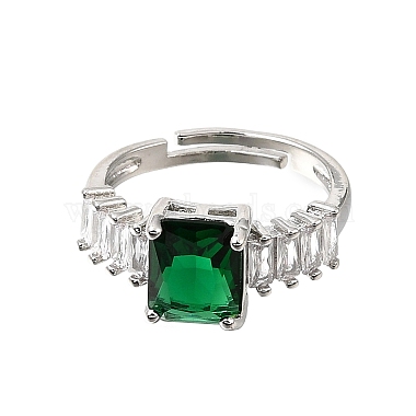 Brass Pave Cubic Zirconia Cuff Open Rings(CU-CBA5C10-11P)-4